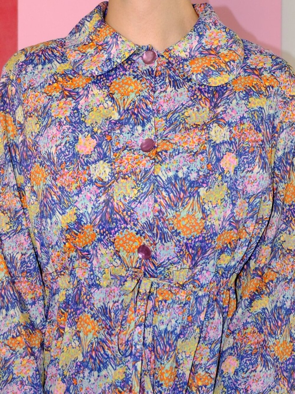 Colourful Vintage Button-Up Dress